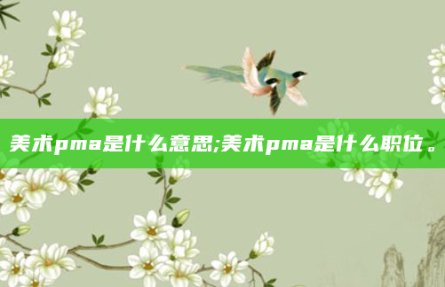 美术pma是什么意思;美术pma是什么职位。