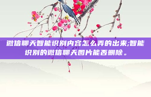 微信聊天智能识别内容怎么弄的出来;智能识别的微信聊天图片能否删除。