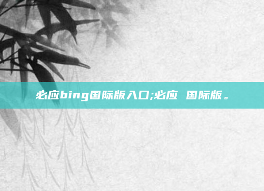 必应bing国际版入囗;必应 国际版。