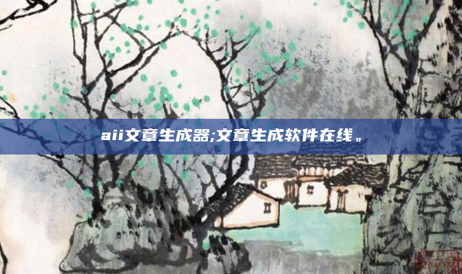 aii文章生成器;文章生成软件在线。