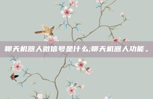 聊天机器人微信号是什么;聊天机器人功能。