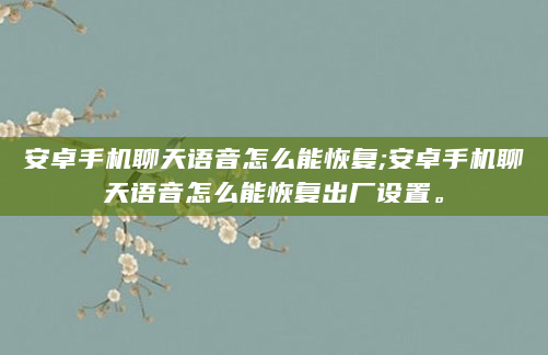 安卓手机聊天语音怎么能恢复;安卓手机聊天语音怎么能恢复出厂设置。