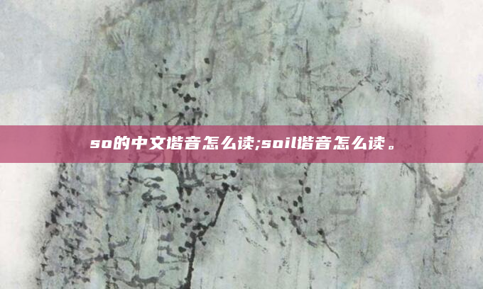 so的中文谐音怎么读;soil谐音怎么读。
