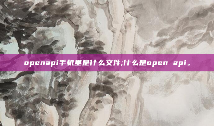 openapi手机里是什么文件;什么是open api。