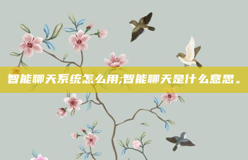 智能聊天系统怎么用;智能聊天是什么意思。