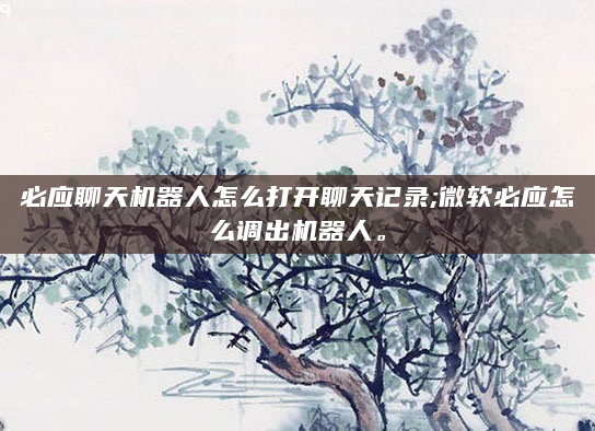 必应聊天机器人怎么打开聊天记录;微软必应怎么调出机器人。