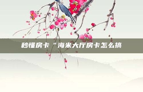 秒懂房卡“海米大厅房卡怎么搞