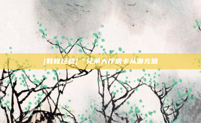 [教程经验]“兄弟大厅房卡从哪充值