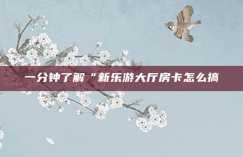 一分钟了解“新乐游大厅房卡怎么搞