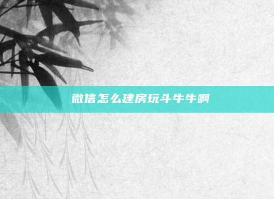 微信怎么建房玩斗牛牛啊