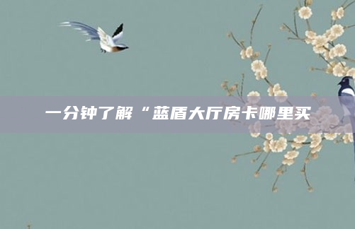 一分钟了解“蓝盾大厅房卡哪里买