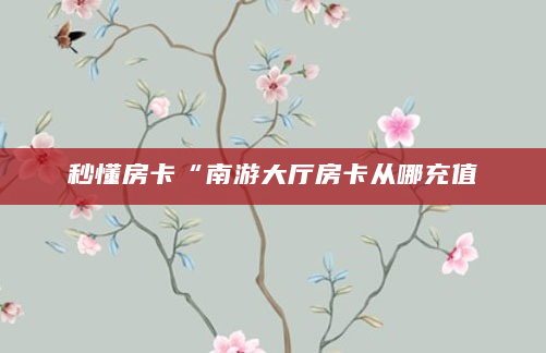 秒懂房卡“南游大厅房卡从哪充值