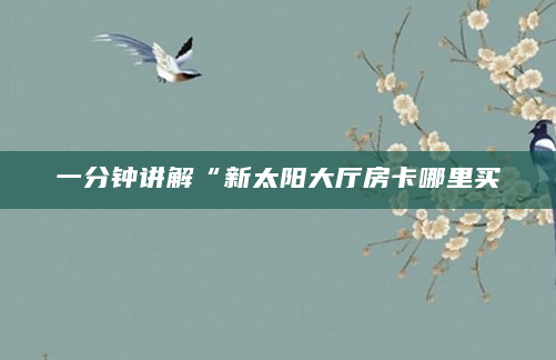 一分钟讲解“新太阳大厅房卡哪里买