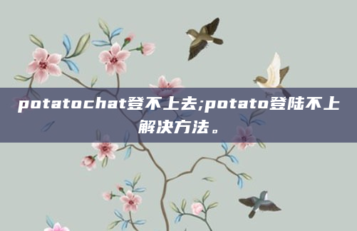 potatochat登不上去;potato登陆不上解决方法。