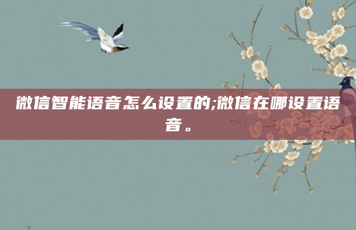 微信智能语音怎么设置的;微信在哪设置语音。