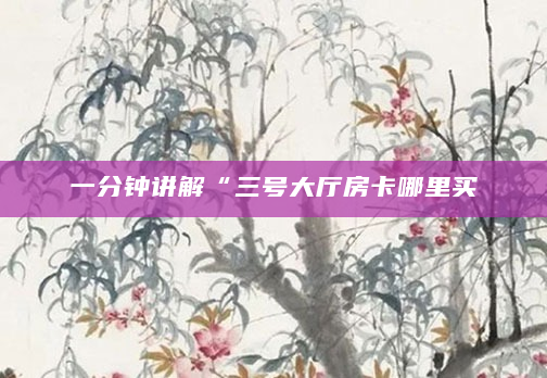 一分钟讲解“三号大厅房卡哪里买