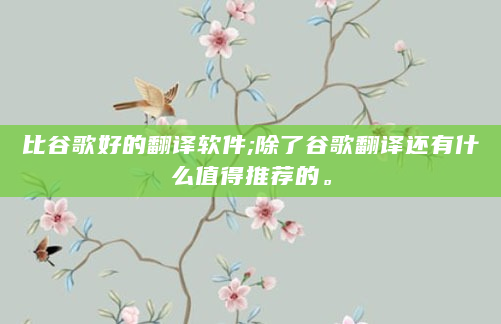 比谷歌好的翻译软件;除了谷歌翻译还有什么值得推荐的。