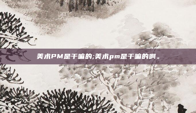 美术PM是干嘛的;美术pm是干嘛的啊。