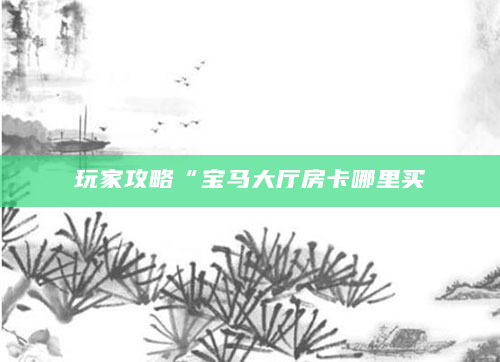 玩家攻略“宝马大厅房卡哪里买